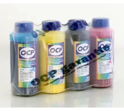 Чернила для Epson (OCP) комплектами, Комплект чернил OCP для Epson Dura Brite x 5 (BKP/CP 115, MP/YP 102, RSL) с промывочной жидкостью